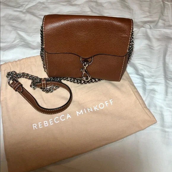 Rebecca Min off crossbody bag. Brown pebbled leather. Dust bag included. - Picture 1 of 6